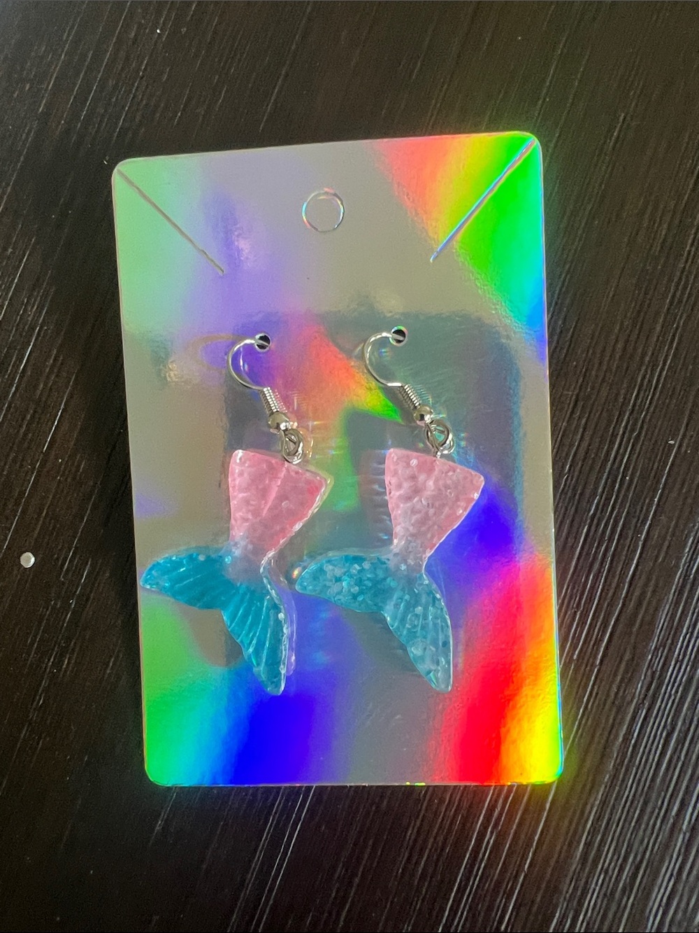 Pink and Blue Mermaid Tail Drop Earrings